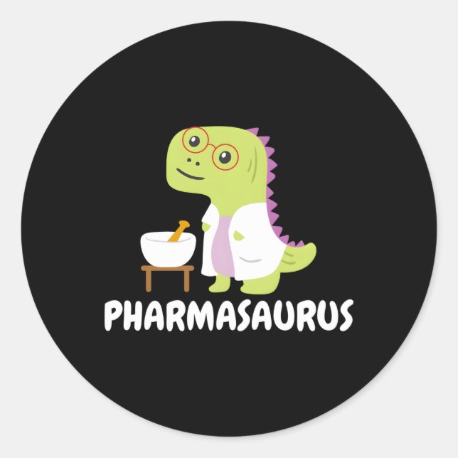 Sticker Rond Pharmasaurus Pharmacy Pharmacie (Devant)