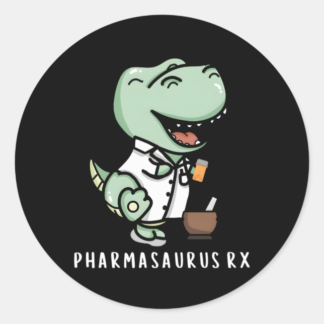 Sticker Rond Pharmasaurus Rx Pharmacy Technicien (Devant)