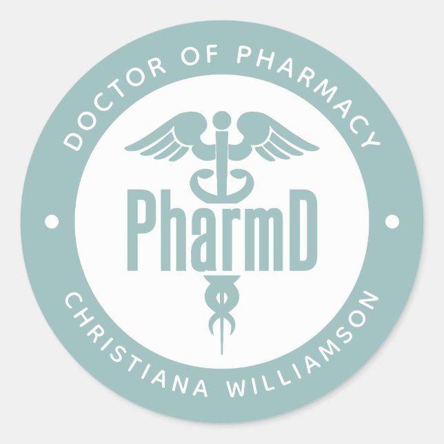 Sticker Rond PharmD Docteur en pharmacie Pharmacy Graduation Ph (Devant)