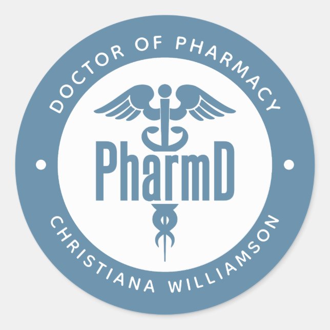 Sticker Rond PharmD Docteur en pharmacie Pharmacy Graduation Ph (Devant)