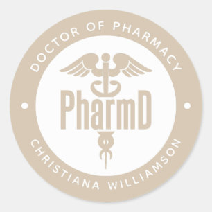 Sticker Rond PharmD Docteur en pharmacie Pharmacy Graduation Ph