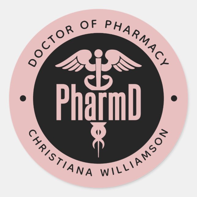 Sticker Rond PharmD Docteur en pharmacie Pharmacy Graduation Ph (Devant)