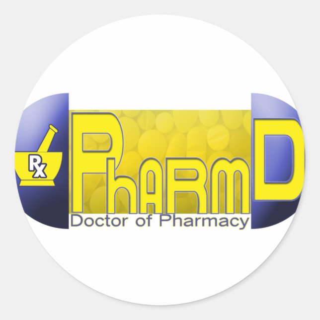 Sticker Rond PharmD - Docteur en pharmacie PILL (Devant)