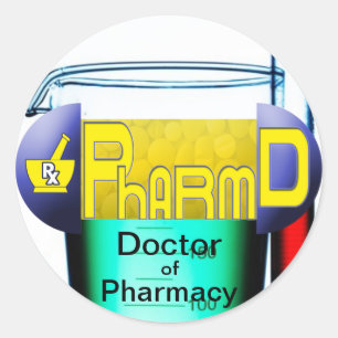 Sticker Rond PharmD - Docteur en pharmacie PILL