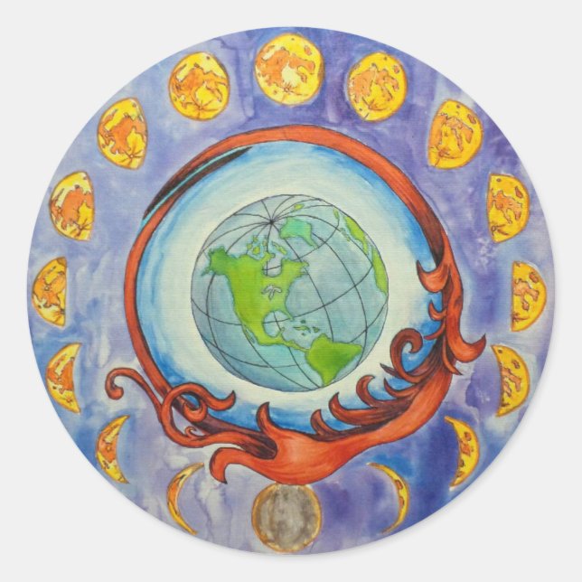 Sticker Rond phases de lune (Devant)