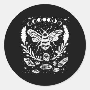 Sticker Rond Phases de lune d'abeille miel Crystals style punk 