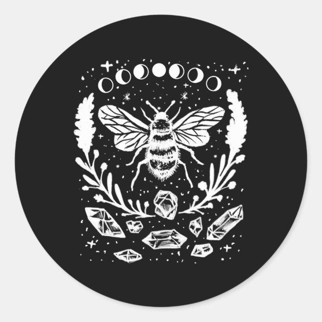 Sticker Rond Phases de lune d'abeille miel Crystals style punk  (Devant)