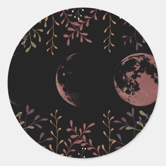 Sticker Rond Phases de lune noire (Devant)