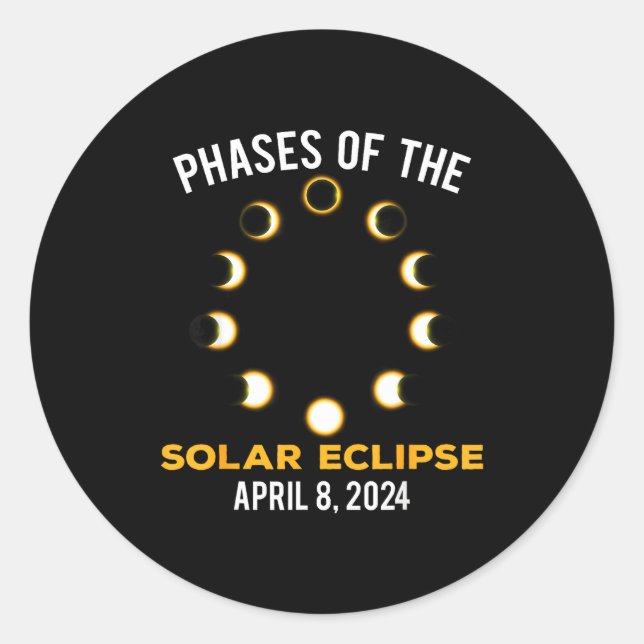 Sticker Rond Phases d'éclipse solaire Éclipse solaire (Devant)