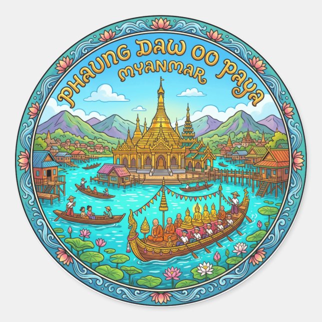 Sticker Rond Phaung Daw Oo Paya Myanmar (Devant)