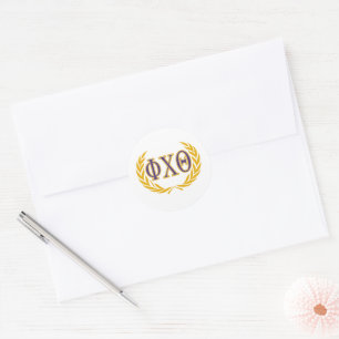 Sticker Rond Phi Chi Theta   Grecques avec Couronne