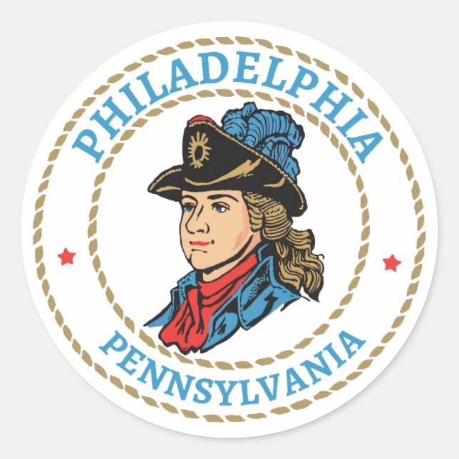 Sticker Rond Philadelphie Pennsylvanie coloniale (Devant)