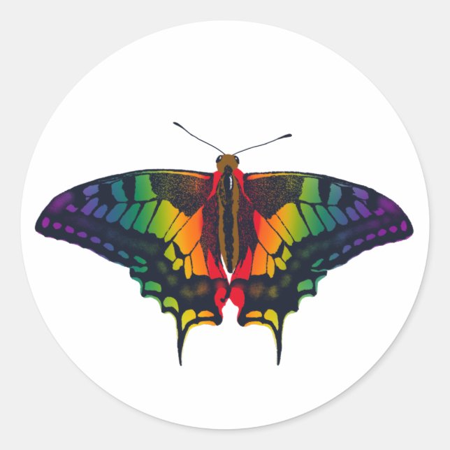 Sticker Rond Philadelphie Rainbow Pride Flag Swallowtail (Devant)