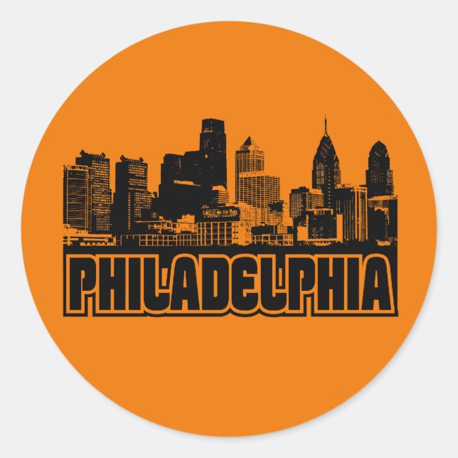 Sticker Rond Philadelphie Skyline (Devant)