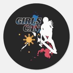 Sticker Rond Philippines Skateboard Girls Can