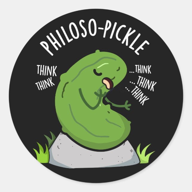 Sticker Rond Philoso pickle drôle Pickle Pun Dark BG (Devant)