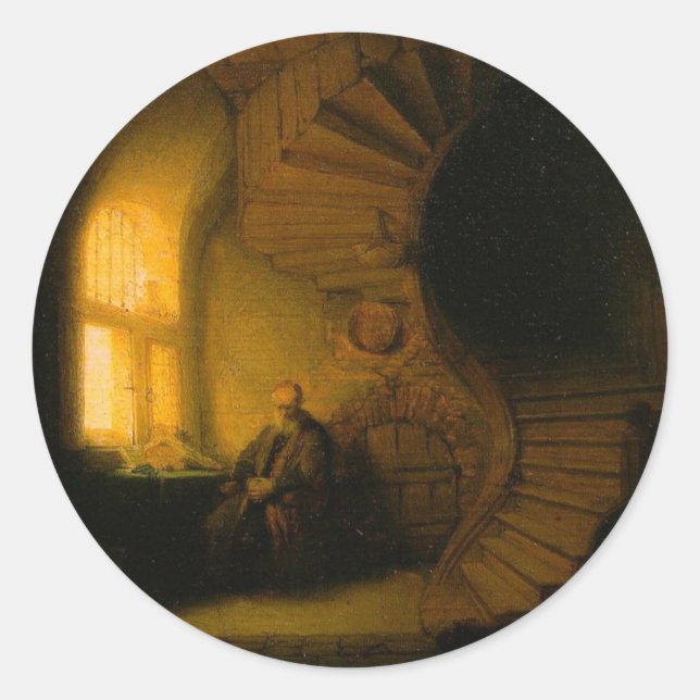 Sticker Rond Philosophe en méditation (Devant)