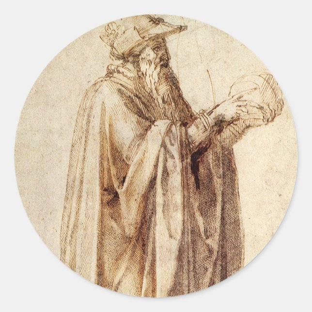 Sticker Rond Philosophe grec au crâne humain par Michel-Ange (Devant)