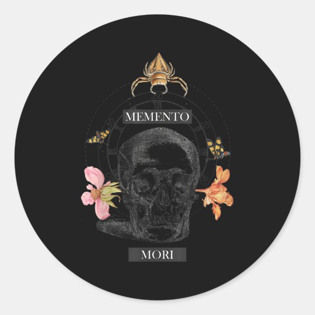 Sticker Rond Philosophe philosophique de Memento Mori (Devant)