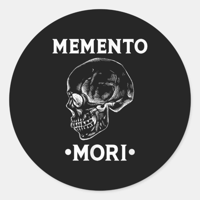 Sticker Rond Philosophie de stoïcisme crânien Memento Mori (Devant)