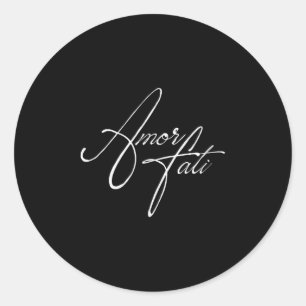 Sticker Rond Philosophie stoïque Citation latine Amor Fati Aime