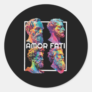 Sticker Rond Philosophie stoïque moderne Ico stoïque grecque an