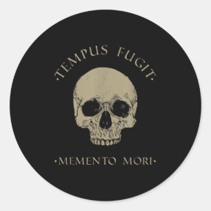 Sticker Rond Philosophie stoïque Tempus Fugit Memento Mori Crân
