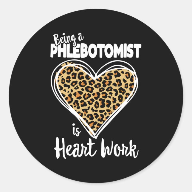 Sticker Rond Phlébotomie Léopard Plaid Pour Phlebotomiste (Devant)