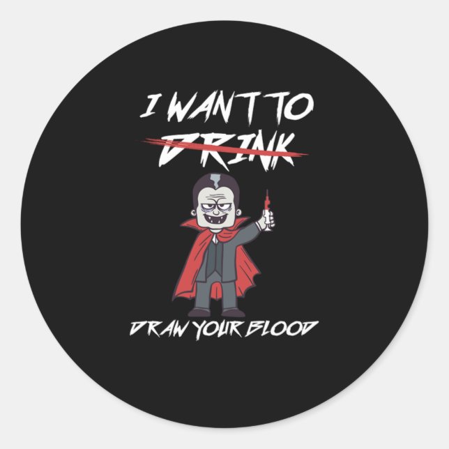 Sticker Rond Phlebotomist Phlebotomy Vampire Blood Syringe Gift (Devant)