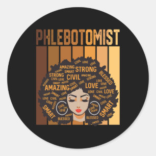 Sticker Rond Phlébotomiste Afro Afro-Américaine Femmes Noir Son