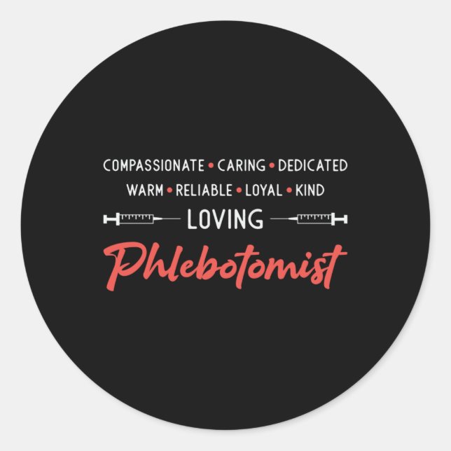 Sticker Rond Phlebotomiste amoureux Phlebotomie Docteur infirmi (Devant)