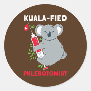 Sticker Rond Phlébotomiste kualafié Phlébotomie Koala Animau