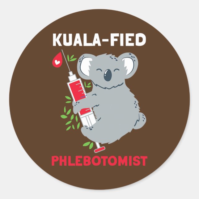 Sticker Rond Phlébotomiste kualafié Phlébotomie Koala Animaux (Devant)