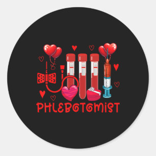 Sticker Rond Phlebotomiste Valentine's Day Phlebotomist Tools C