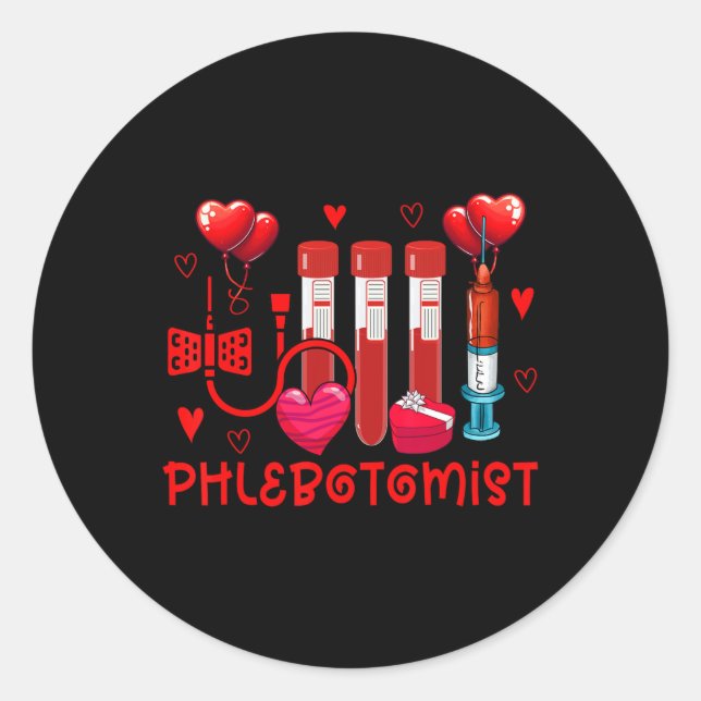Sticker Rond Phlebotomiste Valentine's Day Phlebotomist Tools C (Devant)