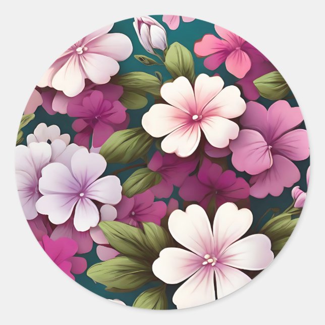 Sticker Rond Phlox coloré motif floral (Devant)