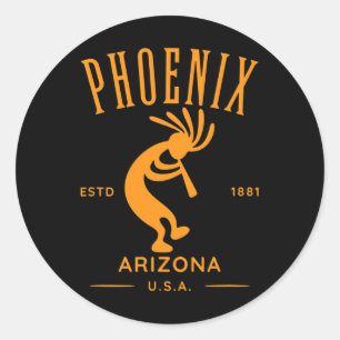 Sticker Rond Phoenix Arizona Danse Kokopelli Design