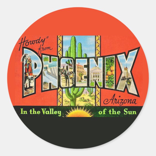 Sticker Rond Phoenix AZ Rétro (Devant)