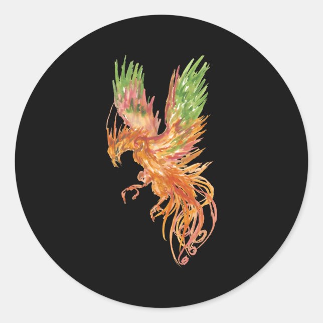 Sticker Rond Phoenix Fire Bird Des Cendres I Rise Phoenix (Devant)