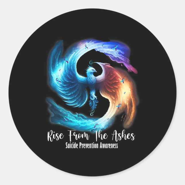 Sticker Rond Phoenix Montée De Ashes Suicide Prevention Awa (Devant)