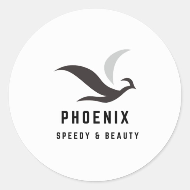 STICKER ROND PHOENIX NOIR OISEAU BLANC VITESSE DE BEAUTÉ STIKER (Devant)