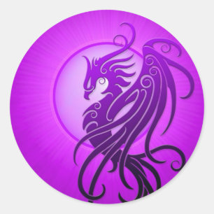 Sticker Rond Phoenix Tribal Violet