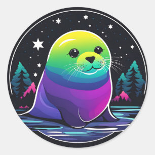 Sticker Rond Phoque arctique Nord