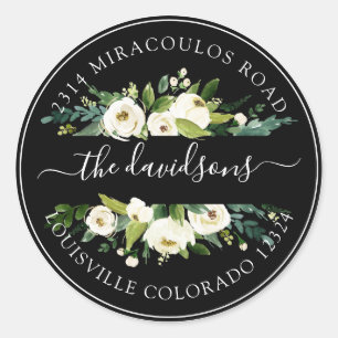 Sticker Rond Phoque de l'enveloppe de retour Floral Crème blanc