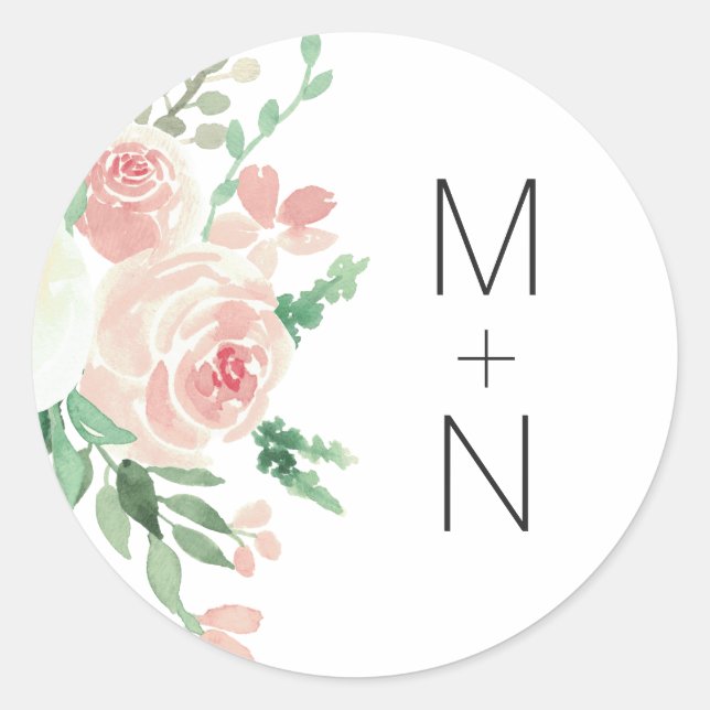 Sticker Rond Phoque de l'enveloppe mariage de monogramme flush  (Devant)