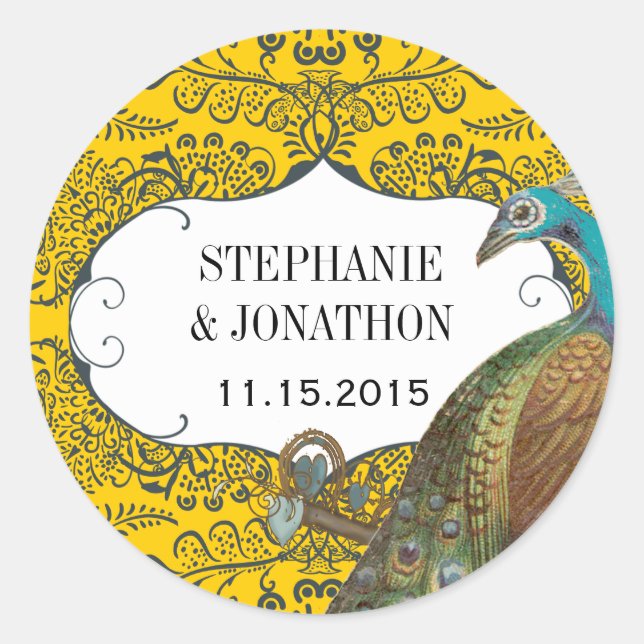 Sticker Rond Phoque Mariage Inséparable Marine et Mustard Peaco (Devant)