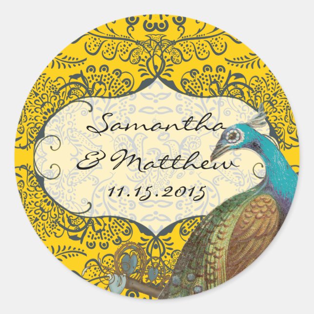 Sticker Rond Phoque Mariage Inséparable Marine et Mustard Peaco (Devant)