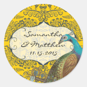 Sticker Rond Phoque Mariage Inséparable Marine et Mustard Peaco