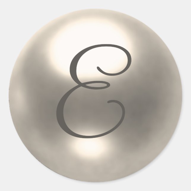 Sticker Rond Phoque mariage Pearl E monogramme (Devant)