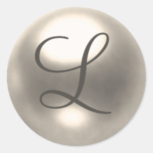 Sticker Rond Phoque mariage Pearl L monogramme